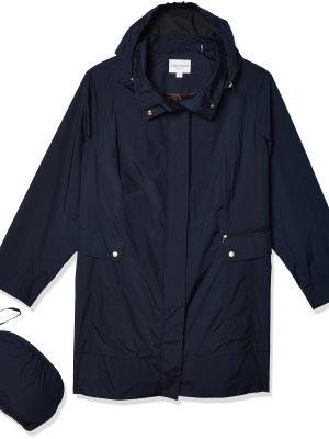 Women's Single Breasted Travel Packable Rain Jacket