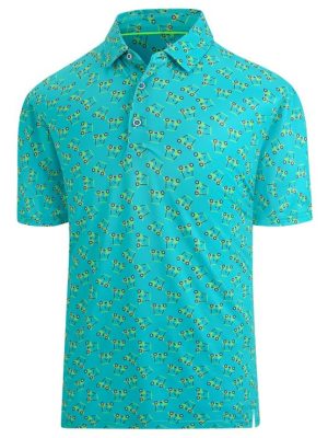 Golf Shirts for Men Dry Fit Print Moisture Wicking Performance Short Sleeve Polo Shirt