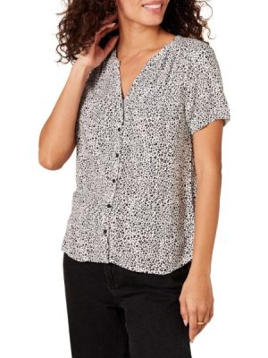 Women's Relaxed-Fit Short-Sleeve Woven Blouse